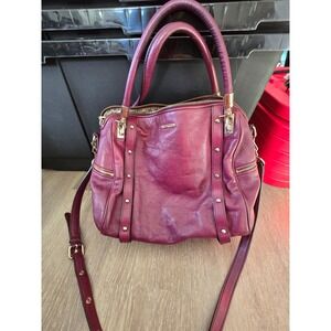 Rebecca Minkoff Burgundy Leather Satchel Shoulder Bag Gold Hardware